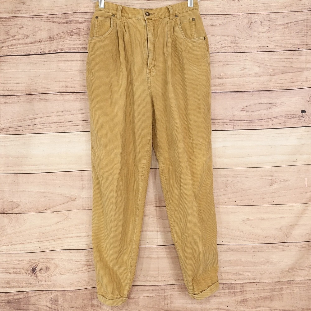 Eddie Bauer Pants Womens 10P Beige Corduroy Tapered Khakis Relaxed 27x26 Casual